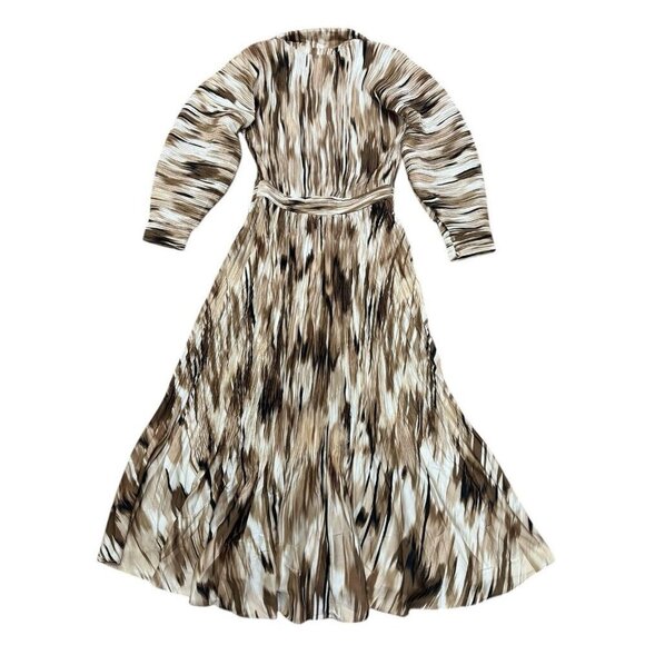 Simkhai Sz 6 Dress Midi Brown Striped Long Sleeve Designer South Western Boho - Picture 7 of 13